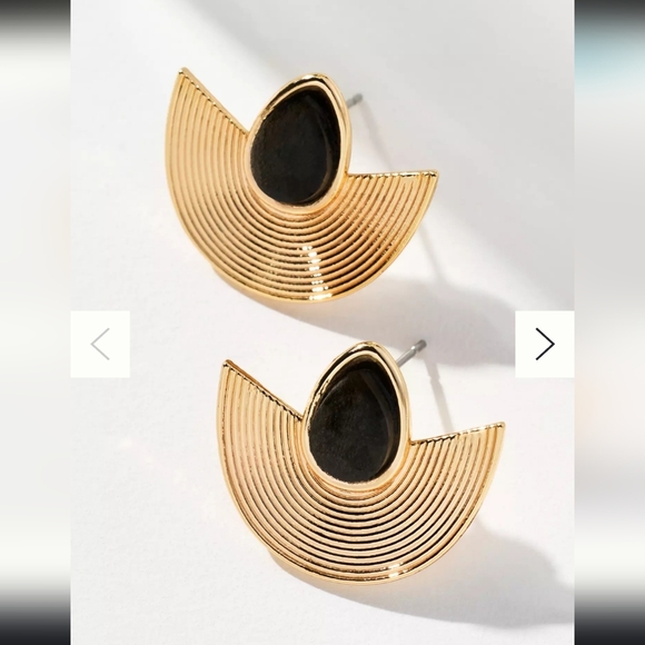 Anthropologie Jewelry - Anthropologie, Half-Moon Post Earrings, Gold/Black, MSRP $44
